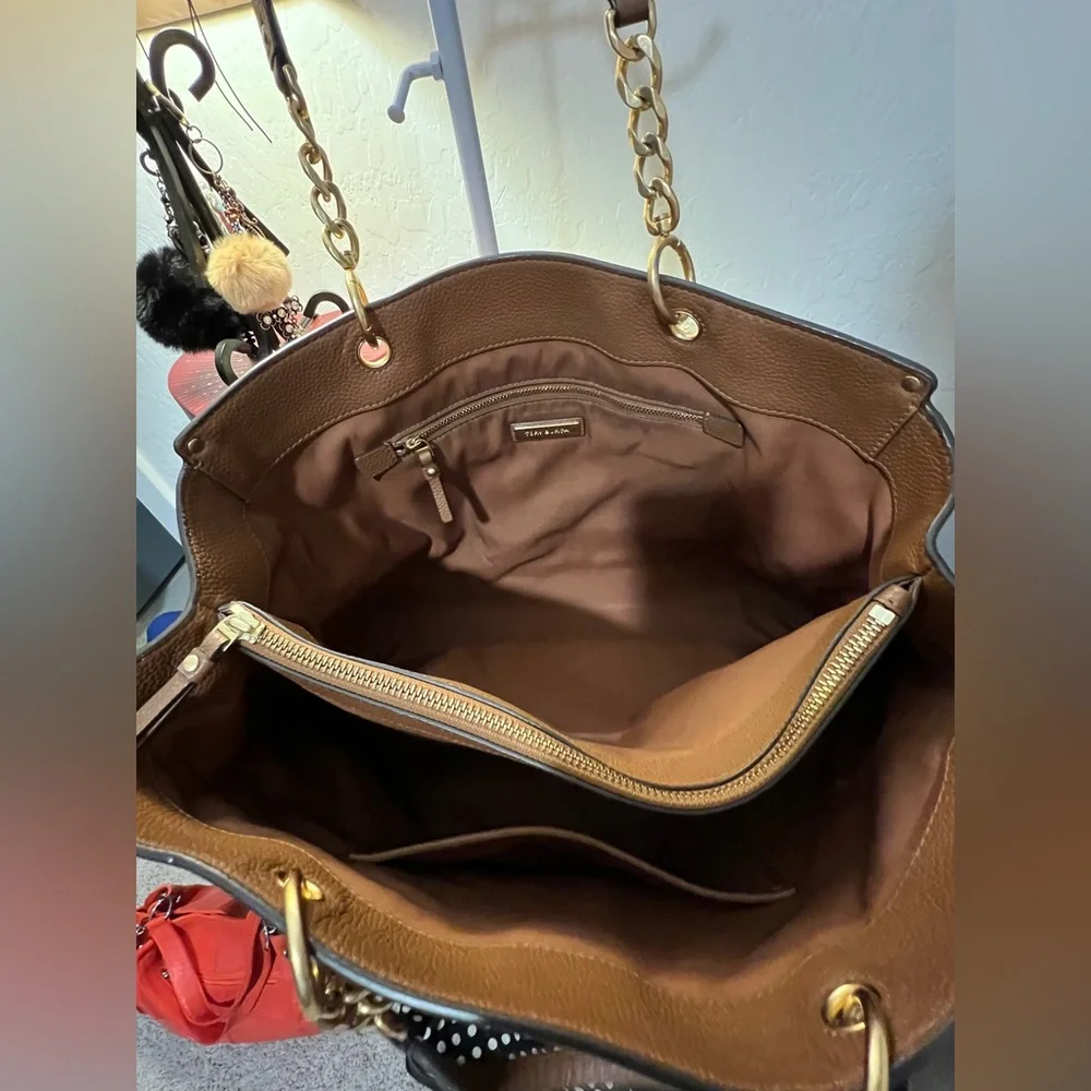 Tory Burch Brown Pebble Leather Tote Bag